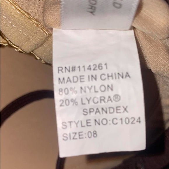 Brown Swim Top With Gold Sequins - Picture 4 of 8